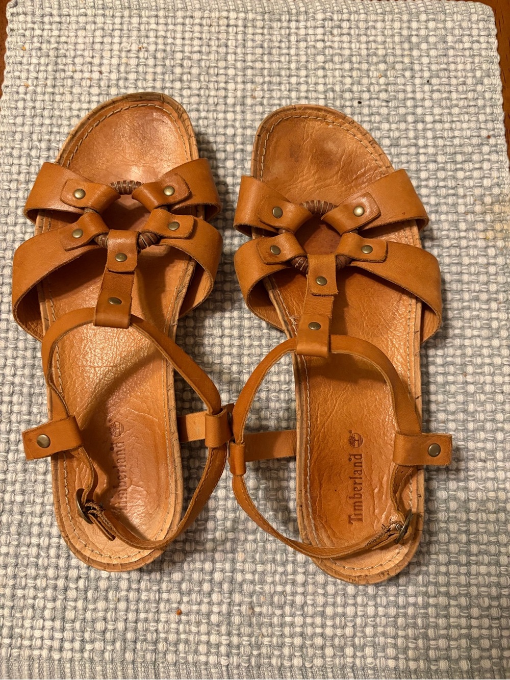 Timberland Tan Leather Knotted Strap Sandals